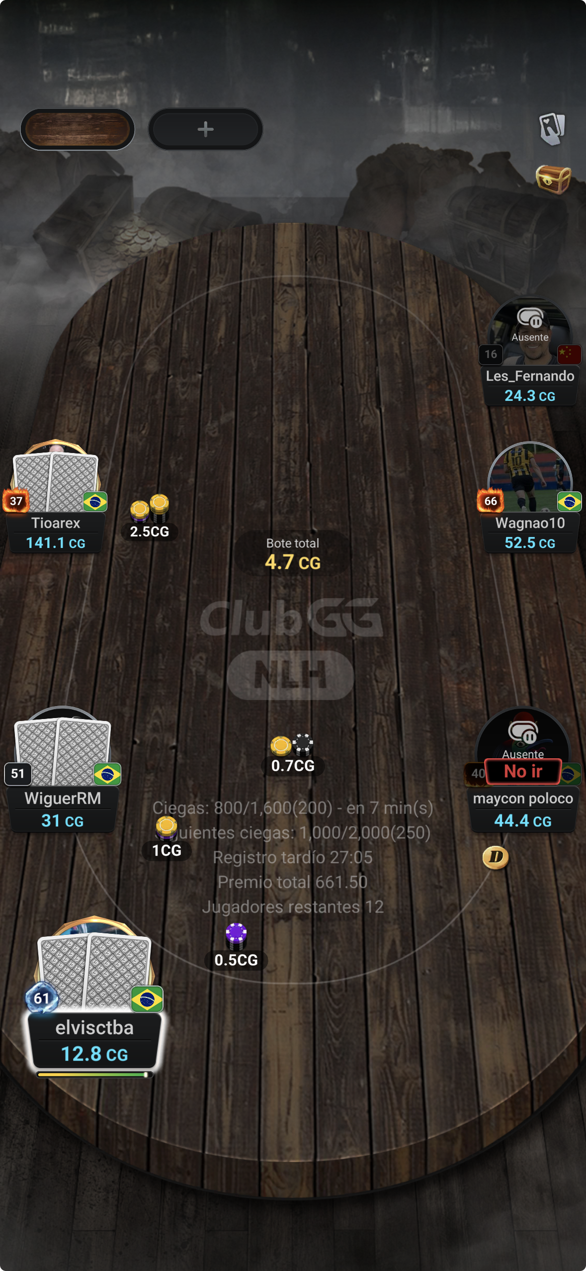 Mesa de poker no Club GG
